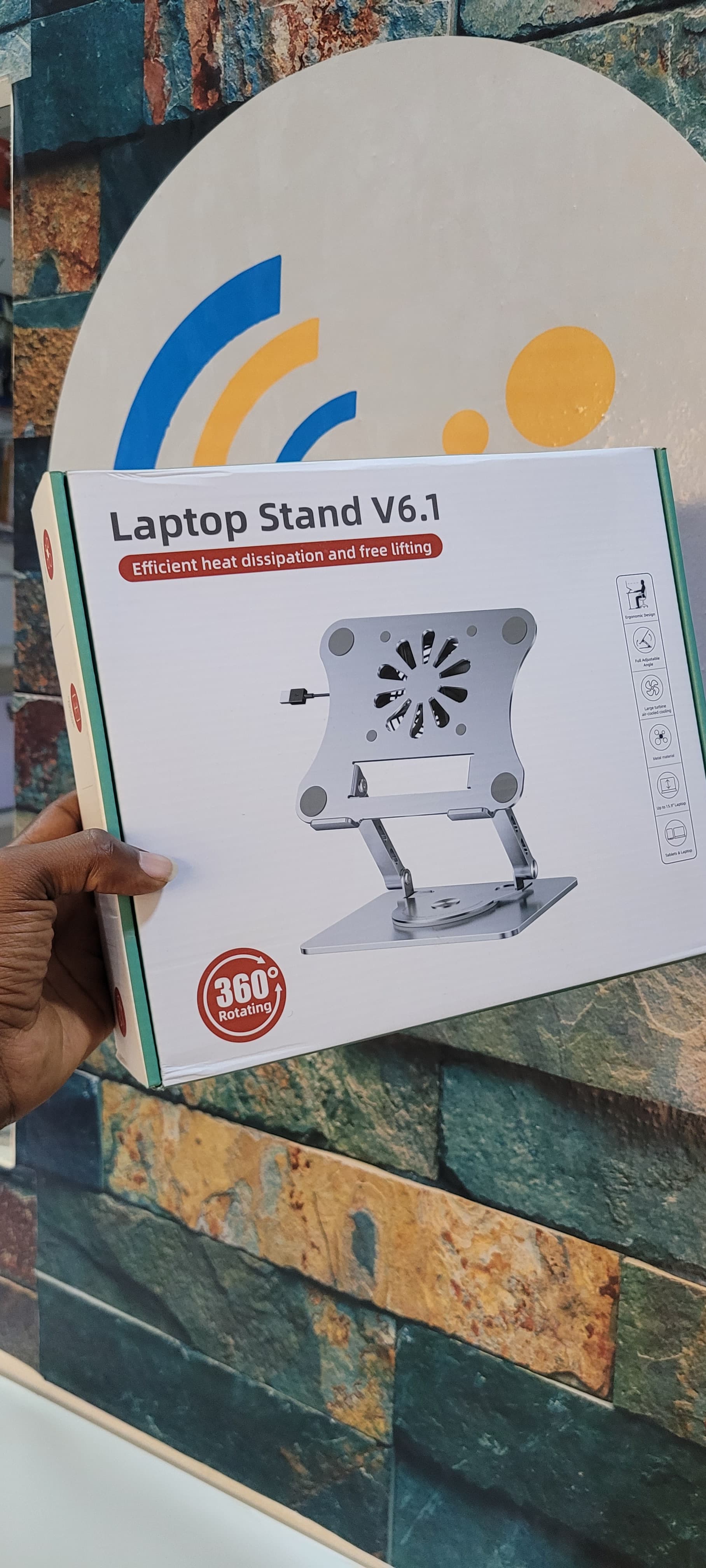 Laptop Stand V6.1 with 360° Rotating Base & Cooling Fan