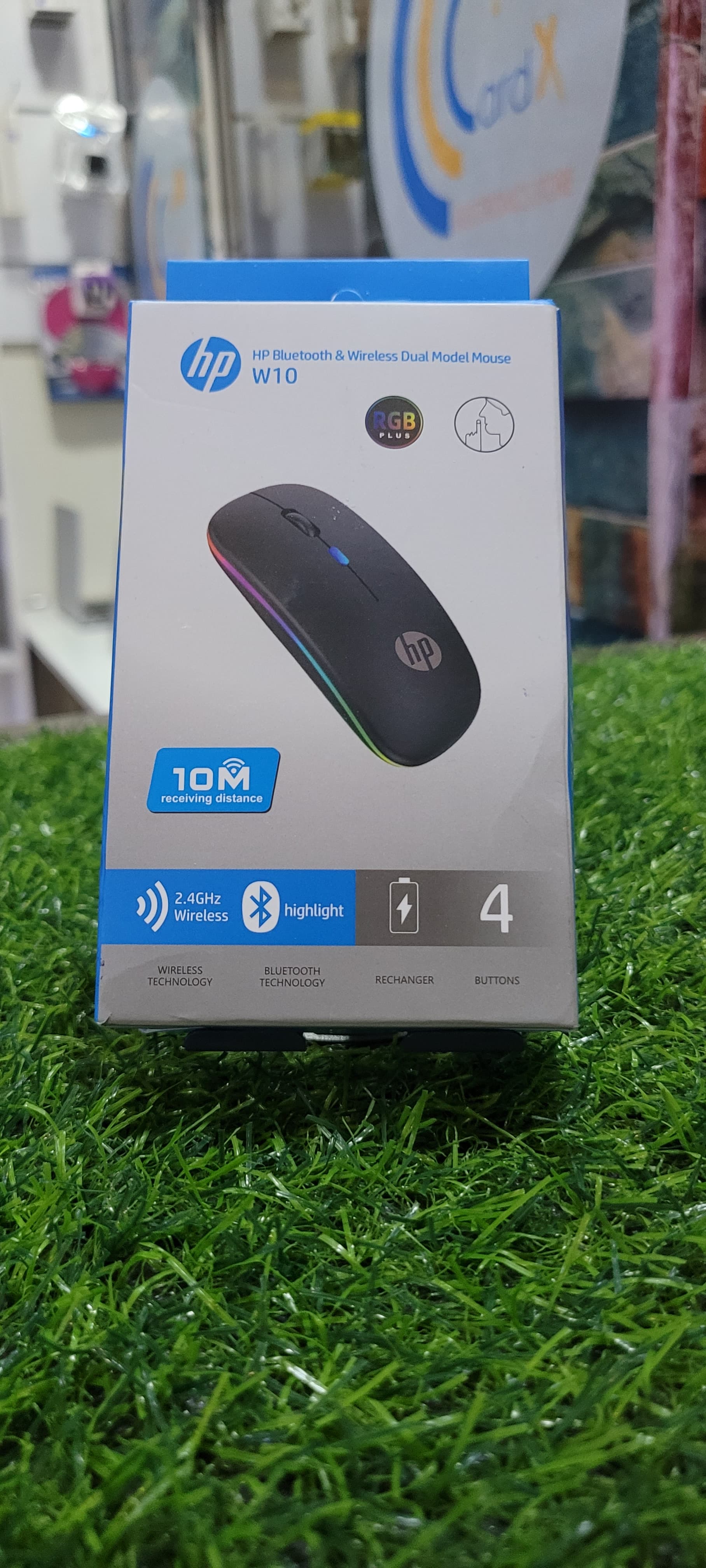 HP W10 Bluetooth & Wireless Dual Mode RGB Mouse - Rechargeable Silent Mouse