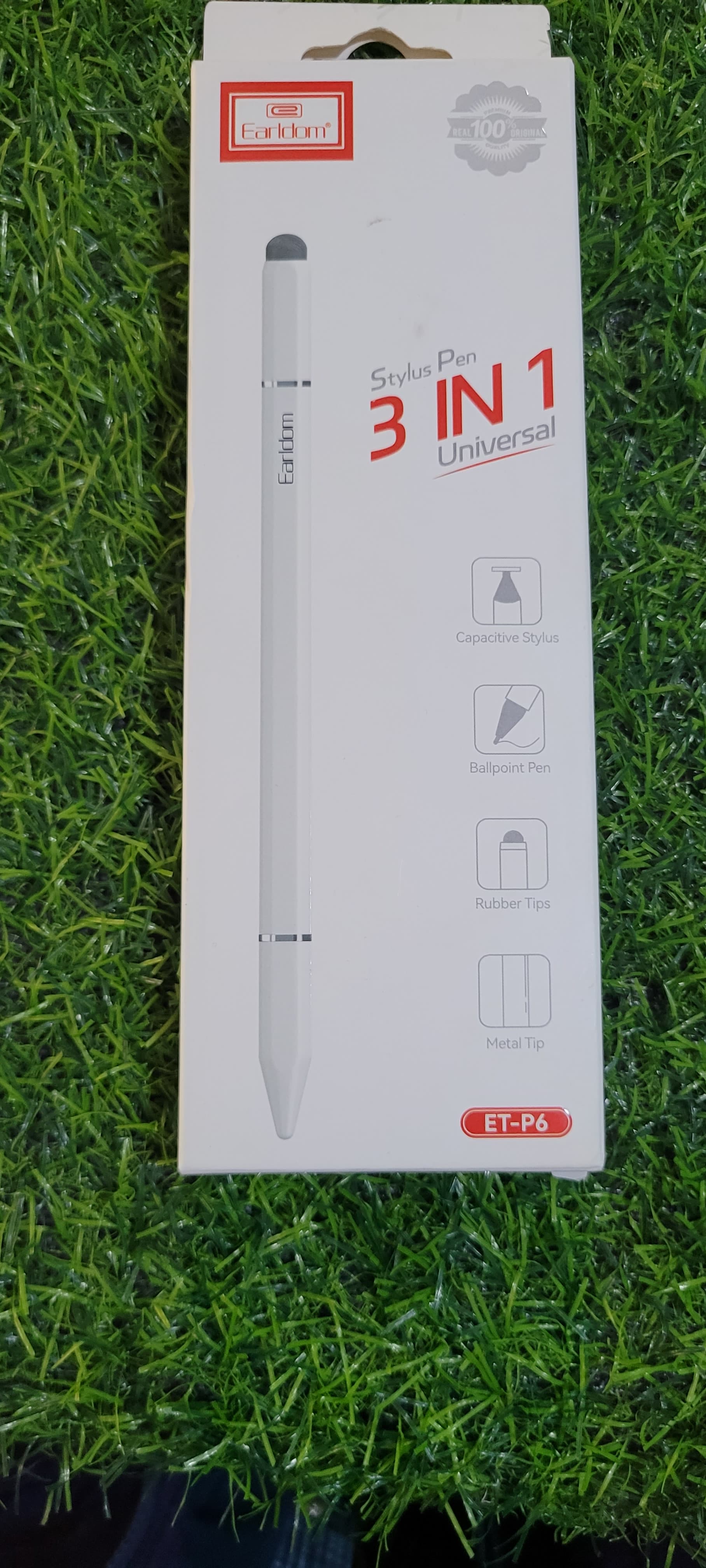 Earldom ET-P6 3-in-1 Universal Stylus Pen - Capacitive Touch Screen Pen & Ballpoint Writing Tool